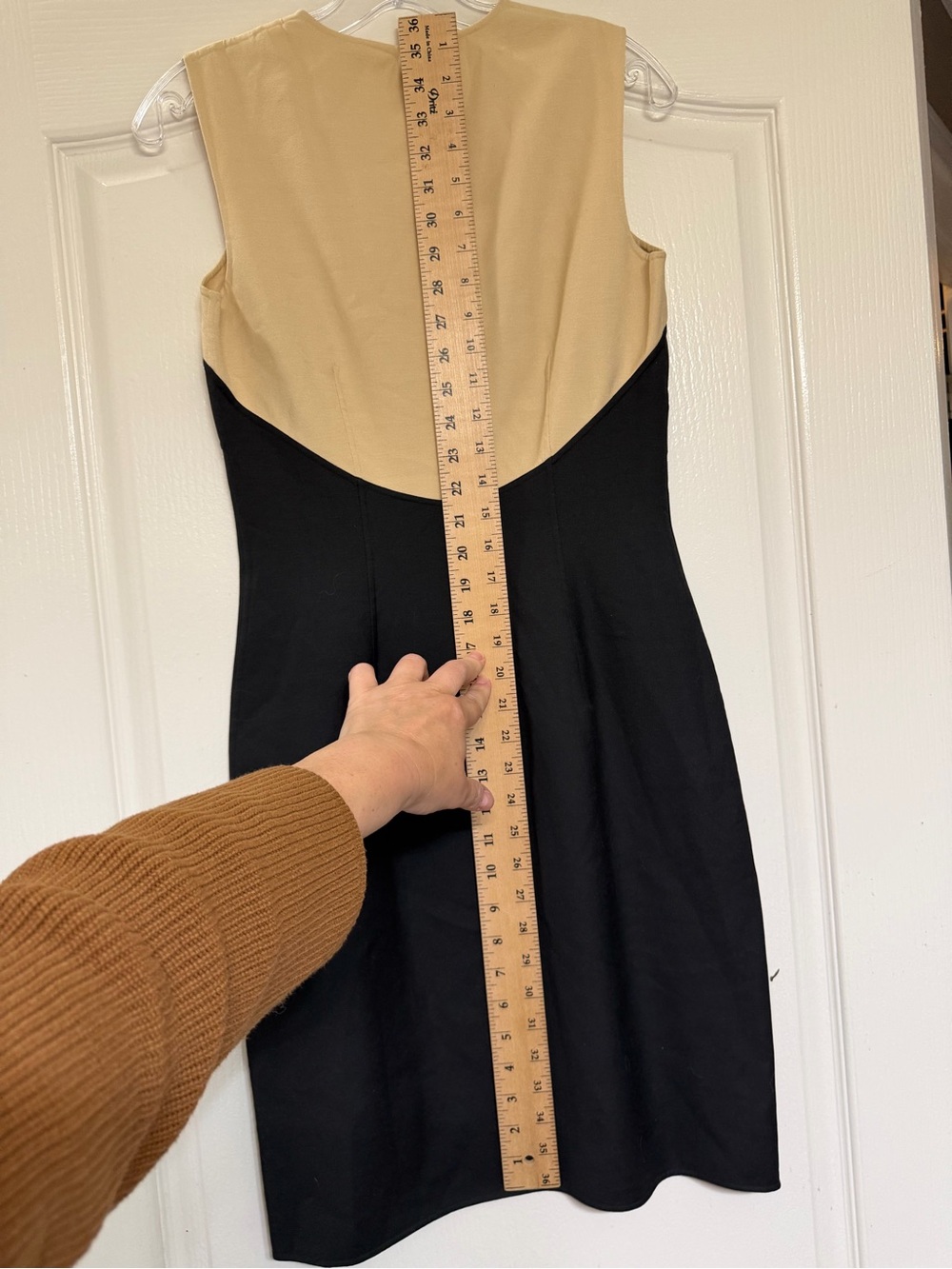 Michael Kors Collection Colorblock Sheath Dress Tan Black Made in Italy Silk - Picture 5 of 9